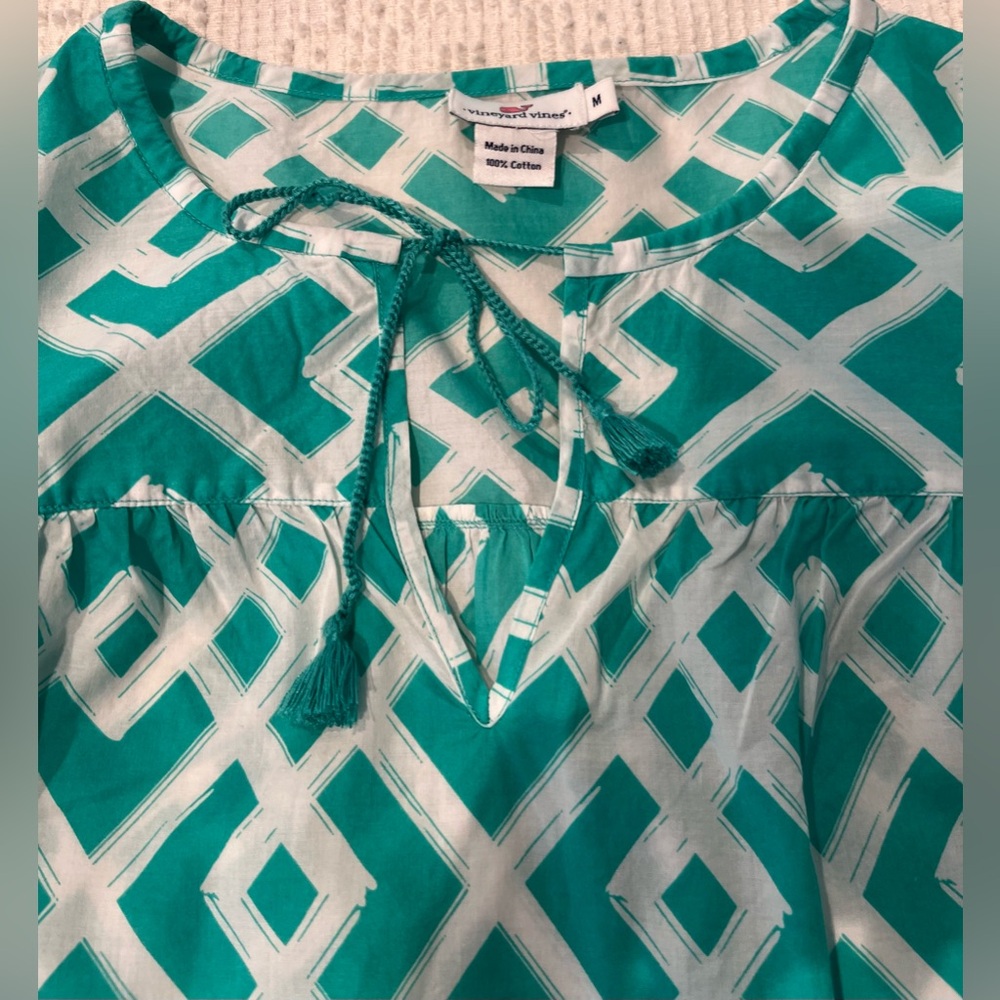 Vineyard Vines Diamond Lattice Tunic, Teal Green, Ladies M, Lightweight, EUC - Picture 7 of 9